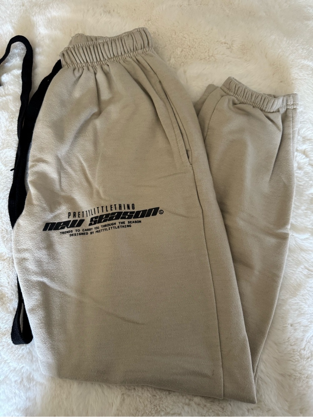 PRETTYLITTLETHING Beige Logo Joggers